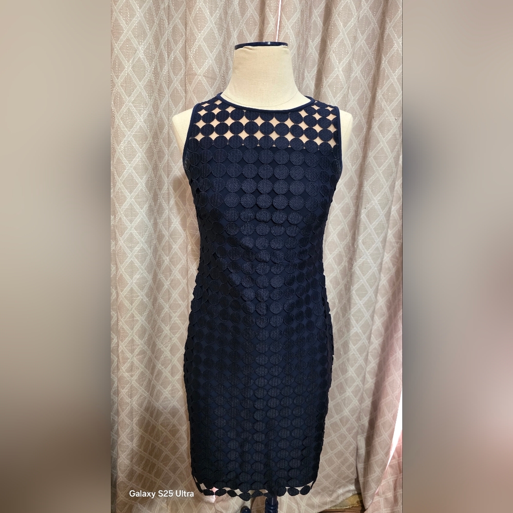 Lauren Ralph Lauren Navy Circle Pattern Mini Dress